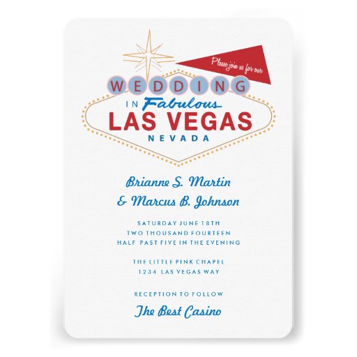 Retro Las Vegas Sign Casino Wedding Invitation (front side)