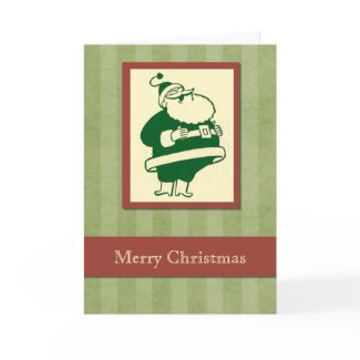 Retro Laughing Santa Christmas card card