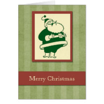 Retro Laughing Santa Christmas card