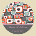 Retro Lava Flower Squares Seal / Gift / Favors / stickers