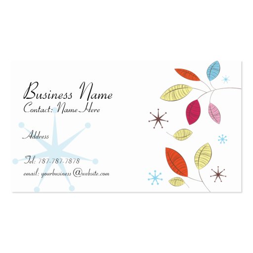 Retro Leaves Business Card (front side)
