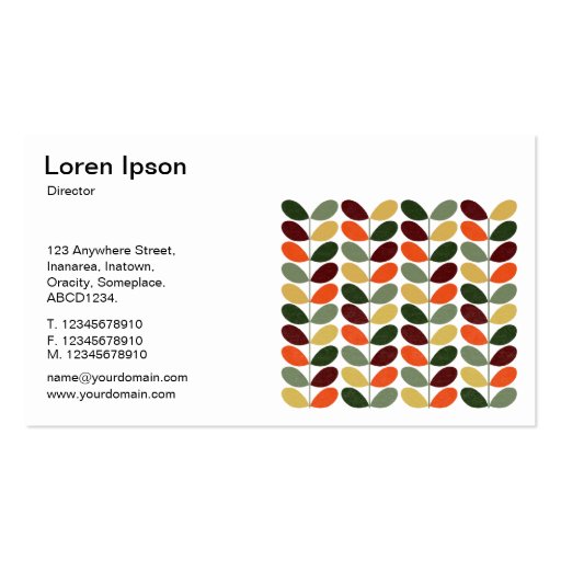 Retro Leaves II 02 Business Cards (back side)