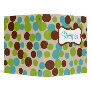 Retro Lime Bouncing Dots Recipe Binder binder