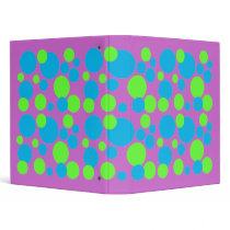 Retro Lime & Turquoise Bubble Dots on Lilac binders