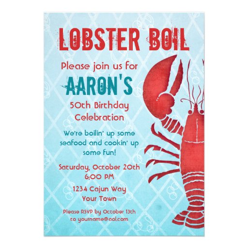 Retro Lobster Custom Invite