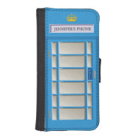 Retro London Phone Box Blue Telephone Booth Phone Wallet Case