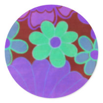 Retro Look-Bright & Dark Flowers Design-Stickers stickers
