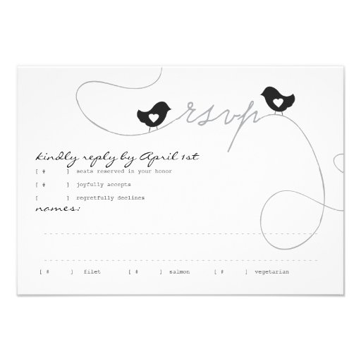 Retro Love Birds Response Card Personalized Invitation