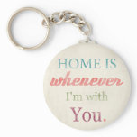 Retro Love Quote Keychain, Home is whenever I'm wi keychains