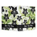 retro lovely black and white flowers floral binder