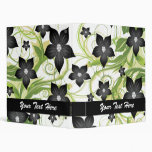 retro lovely black and white flowers floral binder binders
