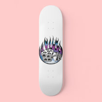 Retro Lucky 7 dice and flames art skateboards