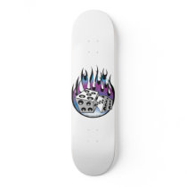 Retro Lucky 7 dice and flames art skateboards
