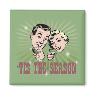 Retro Man and Woman "Tis the Season" Fridge Magnets by HolidaysToRemember