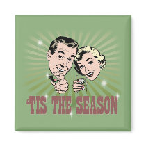 Retro Man and Woman "Tis the Season" magnets by HolidaysToRemember Retro Man and Woman "Tis the Season" magnets