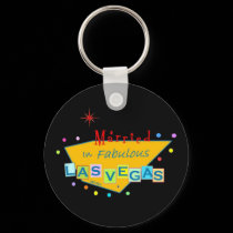 Retro Married In Fabulous Las Vegas Keychain