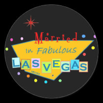 Retro Married in Las Vegas Sticker