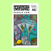Retro Martini Postage Stamp