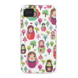 Retro matryoshka russian dolls kids pattern Case-Mate iPhone 4 case