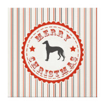 Retro Merry Christmas Greyhound Dog Gallery Wrap Canvas
