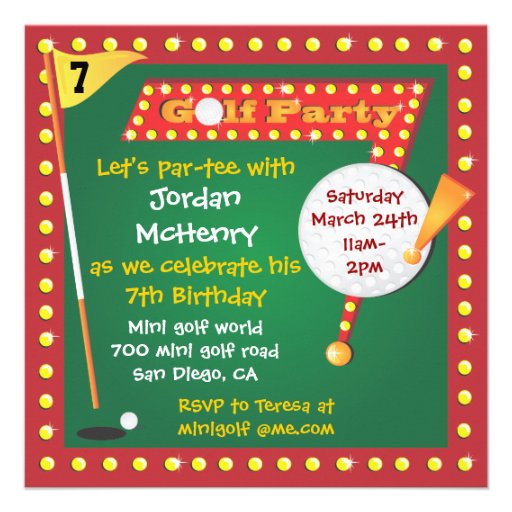 Retro Miniature Golf Party Invitation