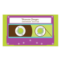 Retro Mixtape (Purple / Lime) Musician's Biz Card Business Card