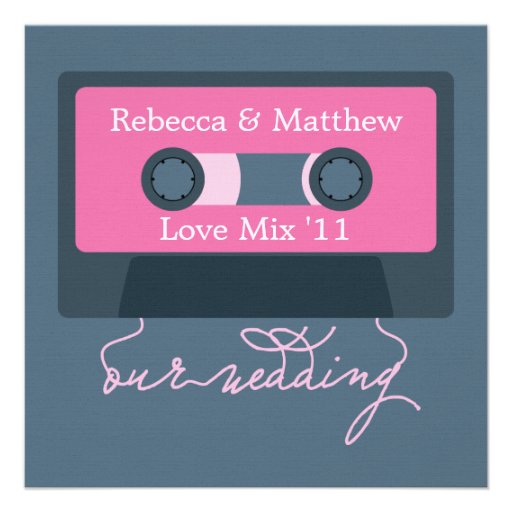 Retro Mixtape Wedding Custom Invitations (front side)