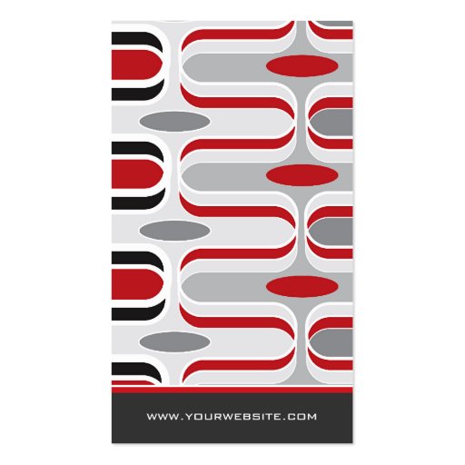Retro Mod Art Deco Zig Zag Funky Pattern Red Black Business Card Template (back side)