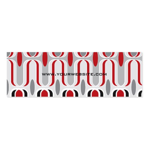 Retro Mod Art Deco Zig Zag Funky Pattern Red Black Business Card Template (back side)