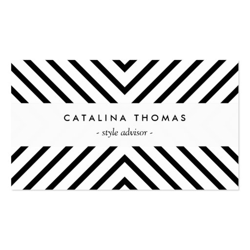 Retro Mod Black and White Pattern Business Cards (front side)