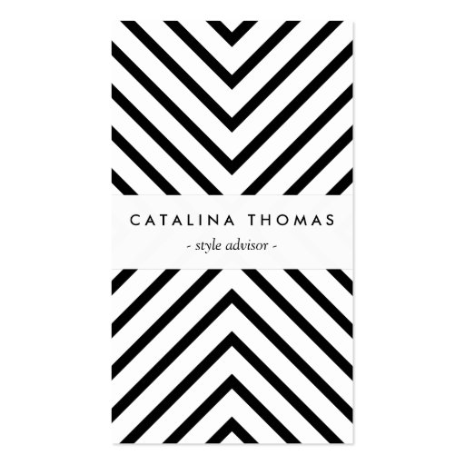 Retro Mod Black and White Pattern Vertical Business Card (front side)