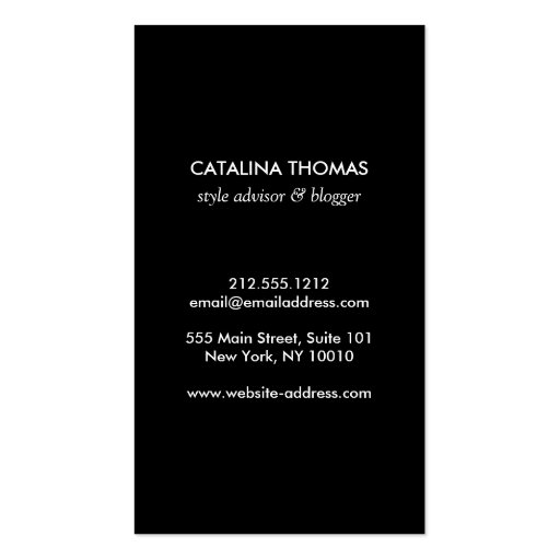 Retro Mod Black and White Pattern Vertical Business Card (back side)