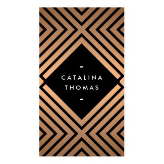 Retro Mod Bold Black and Copper Pattern Double-Sided Standard Business Cards (Pack Of 100)