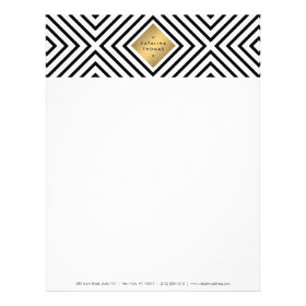 Retro Mod Bold Black and White Pattern Gold Emblem Customized Letterhead