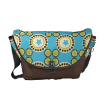 Retro Mod Circles, Stars and Polka Dots Messenger Commuter Bags
