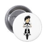 Retro Mod Girl on Scooter Button