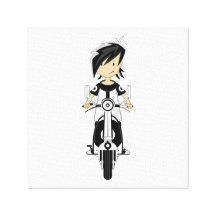 Retro Mod Girl on Scooter Canvas Stretched Canvas Print