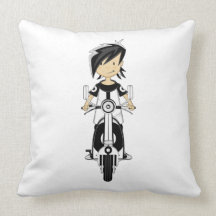 Retro Mod Girl on Scooter Pillow