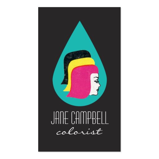 Retro Mod Hair Colorist or Stylist Business Cards (front side)