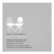 Retro Mod Perfect Chair Pair Eames Save The Date Custom Invitation