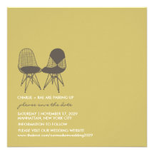 Retro Mod Perfect Chair Pair Eames Save The Date Custom Announcements