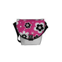 Retro MOD Pink Floral Pattern Courier Bag