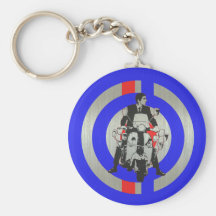 Retro Mod scooter rider metallic Key Chains
