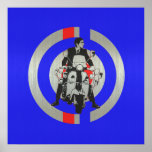Retro Mod scooter rider metallic Print