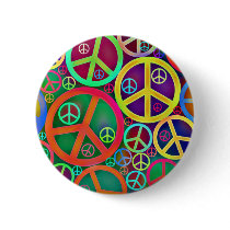 Retro Mod Vintage Peace Pinback Button