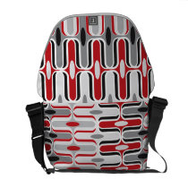 Retro Mod Zig Zag Pattern Red Black Art Bag Messenger Bags