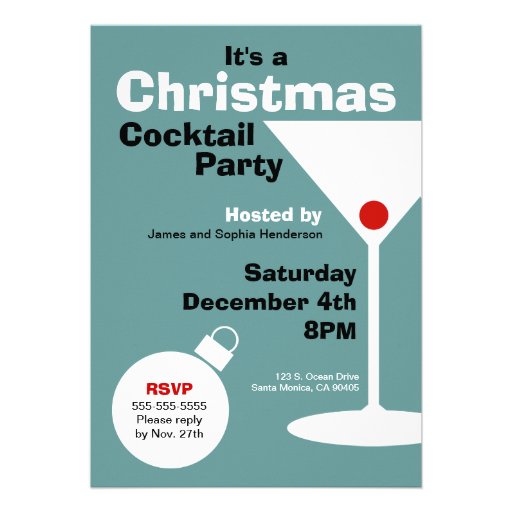 Retro Modern Christmas Party Invitation (front side)