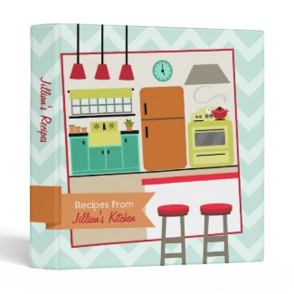 Retro Modern Colorful Kitchen Recipe Binder