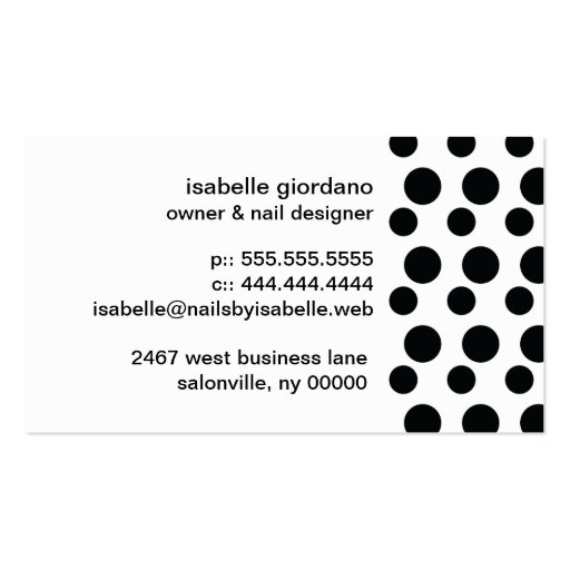Retro Modern Dots (Black & White) Business Cards (back side)