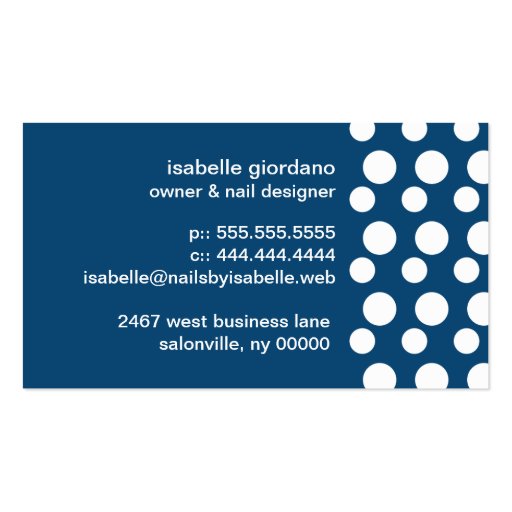 Retro Modern Dots (White & Blue) Business Cards (back side)